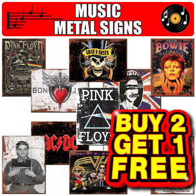 MUSIC METAL SIGNS RETRO VINTAGE GROUP FAN GIFT MEMORABILIA MANCAVE WALL PLAQUES