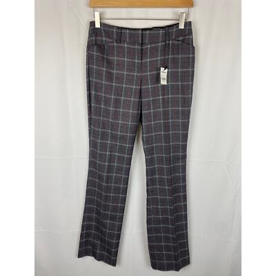 Express Editor Barely Boot Low Rise Plaid Trouser Pant Gray Red Stripes Size 2