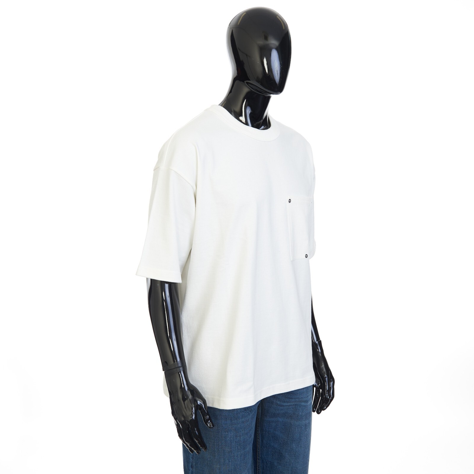 Pre-owned Bottega Veneta 550$ Chalk White T-shirt - Japanese Jersey, Pocket, Loose Fit