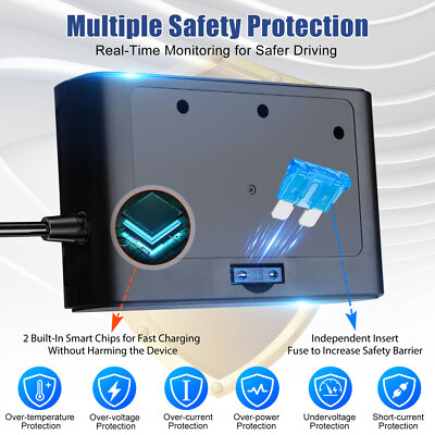 3 Way Car Cigarette Lighter Socket Splitter USB Fast Charger Power Adapter 12V