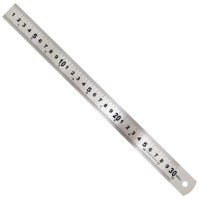 Stainless Steel 12'' / 30cm Ruler - SAE Inches and Metric Millimeters