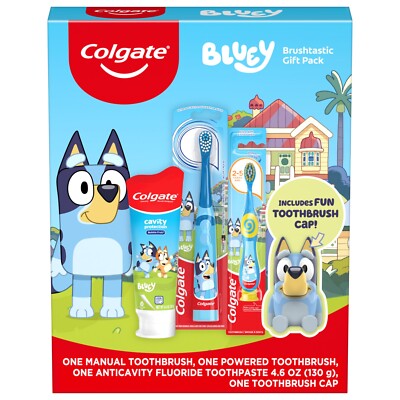 Colgate Kids Toothbrush Set with Toothpaste, Bluey Gift Set NEW Ready To SHİP