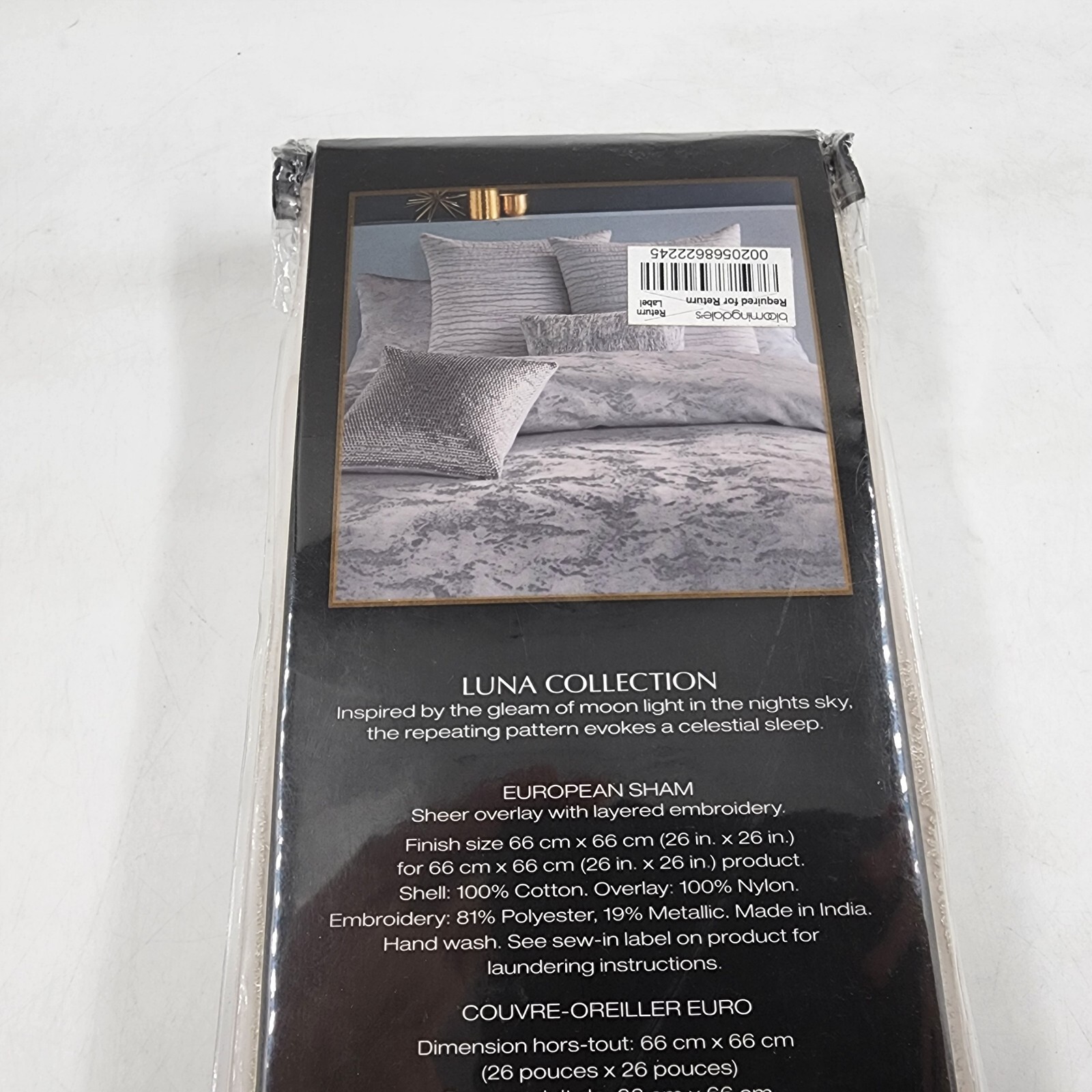 Donna Karan Collection Luna Euro Pillow Sham 26in x 26in Platinum + - Picture 13 of 13