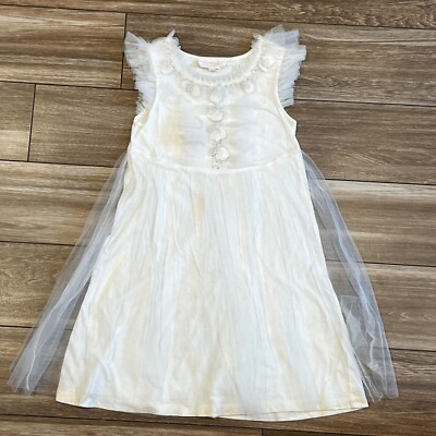 Tutu Du Monde White Beaded Embellished Top Tulle Overlay Dress Size 6