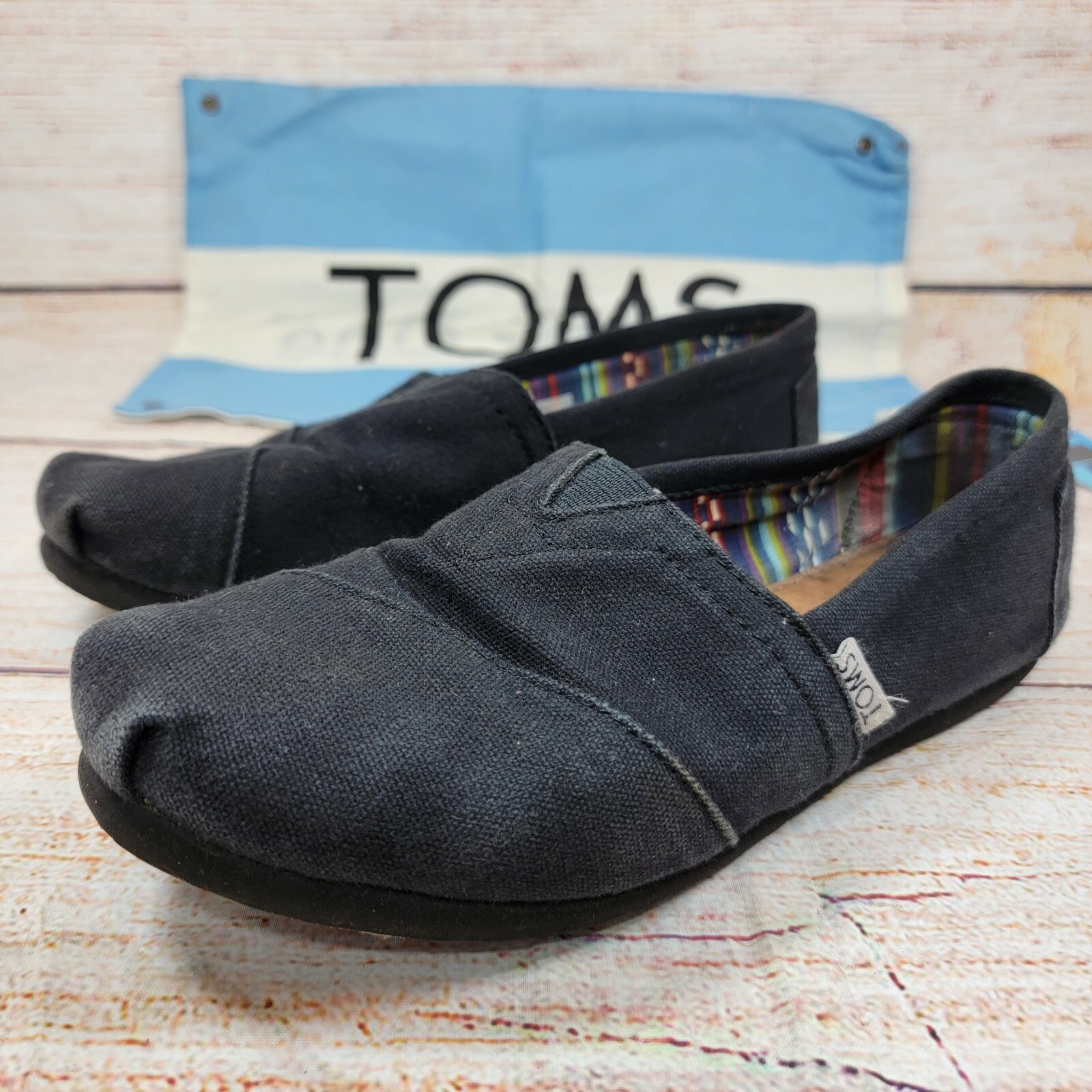 TOMS Canvas Slip-On All Black Shoes 