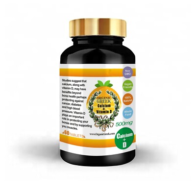 Organic Greek  Calcium and Vitamin D Supports Bone, Joint, Osteoporosis 500mg
