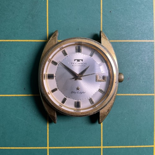 70’s TECHNOS スカイライト 25石 ETA2622 自動巻 稼働品 ☆希少 高級 70s テクノス スカイバード カットガラス スイス製