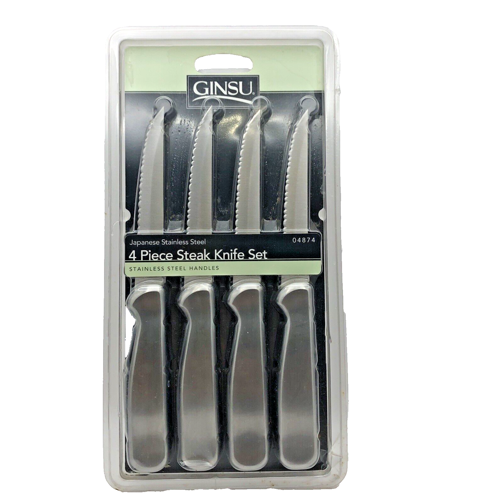 Ginsu Serrated Steak Knife 4 Heavy Brushed Stainless Steel Handles NEW KOTTA
