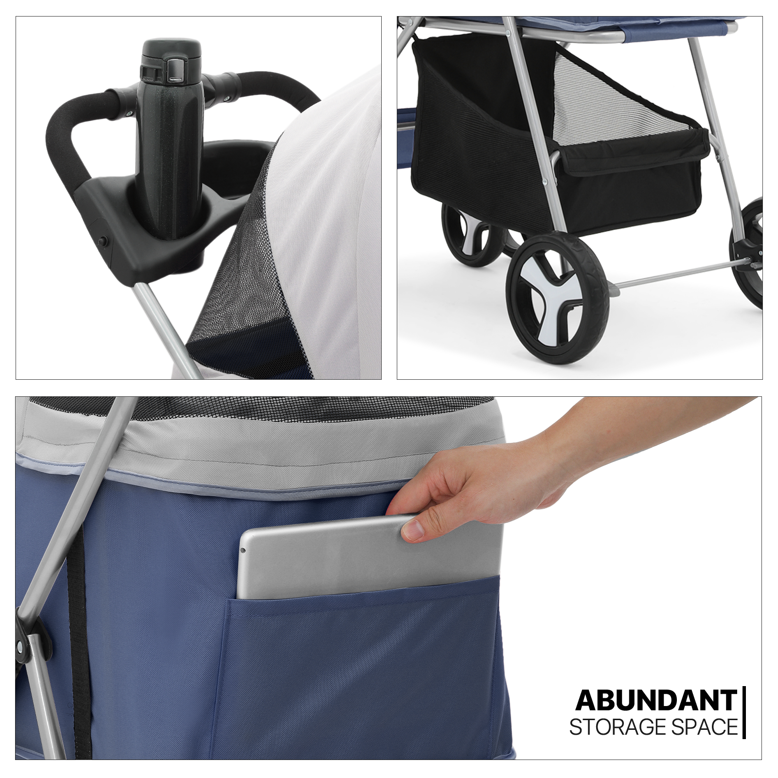 Foldable Dog Stroller Oxford Detachable Basket Carrier Portable Pet Travel Cart