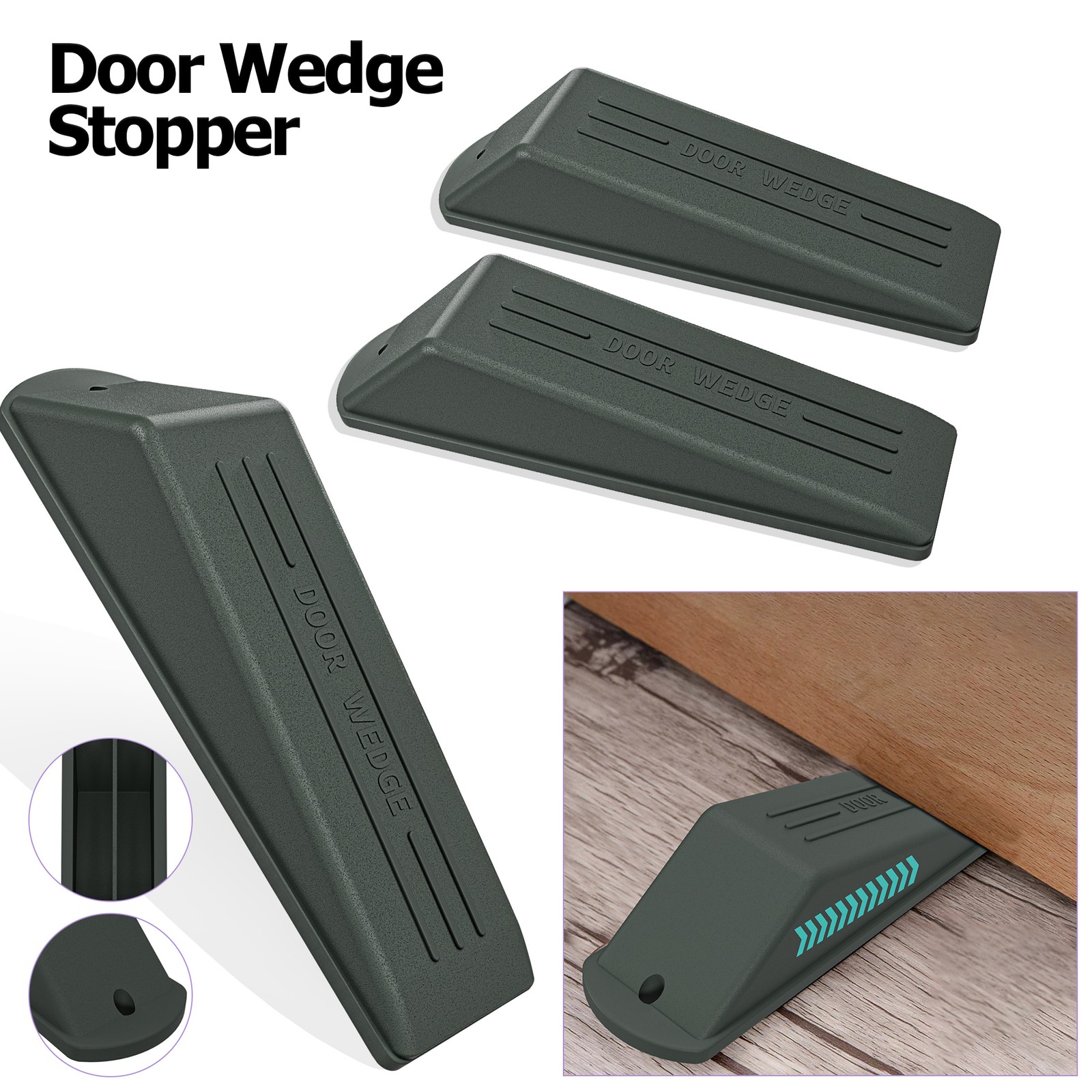 3-15pcs Door Wedge Rubber Stop Heavy Duty Strong Non Slip Stopper Jam Jammer