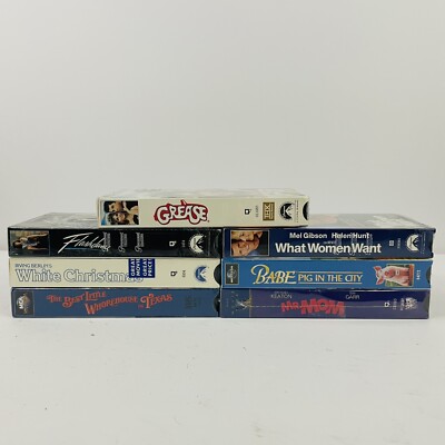 Lot of 7 Sealed VHS Movies Comedy Musical Grease Flashdance What Women Want