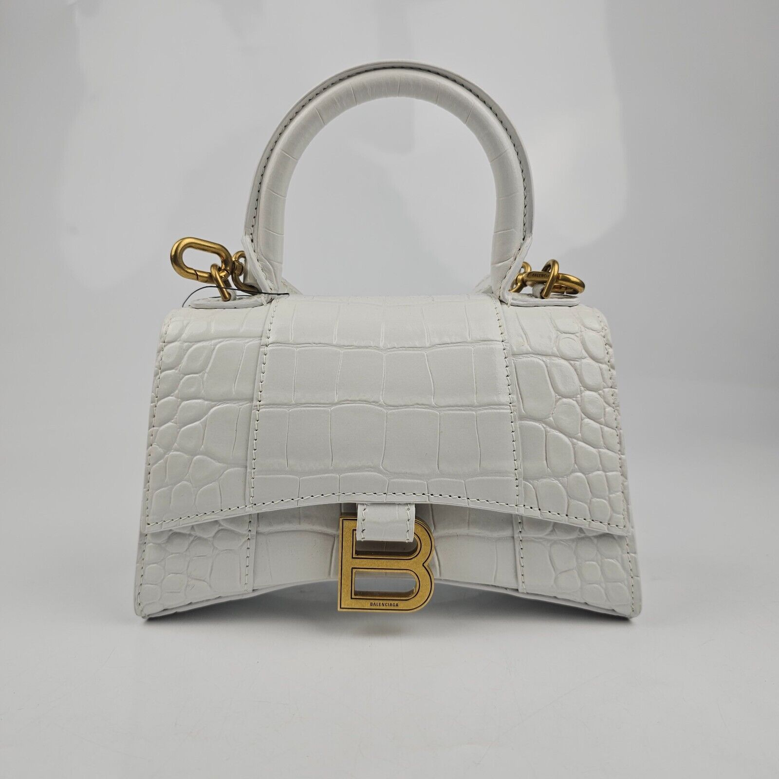 BALENCIAGA XS Hourglass Embossed White Leather Bag New | eBay BALENCIAGA XS Hourglass Embossed White Leather Bag New | eBay
