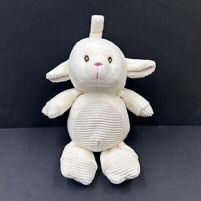 KELLYTOY White Lamb 9'' Plush Rattle Toy Stuffed Animal Clip Soft Developmental
