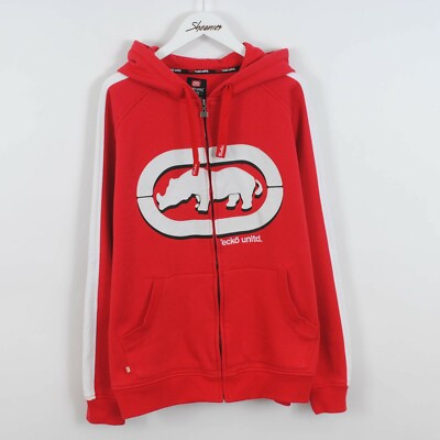 Vintage 90s Ecko Unltd Big Logo Full Zip Hoodie Sweatshirt in rot Größe XL Retro Vintage 90s Ecko Unltd Big Logo Full Zip Hoodie Sweatshirt in rot Größe XL Retro