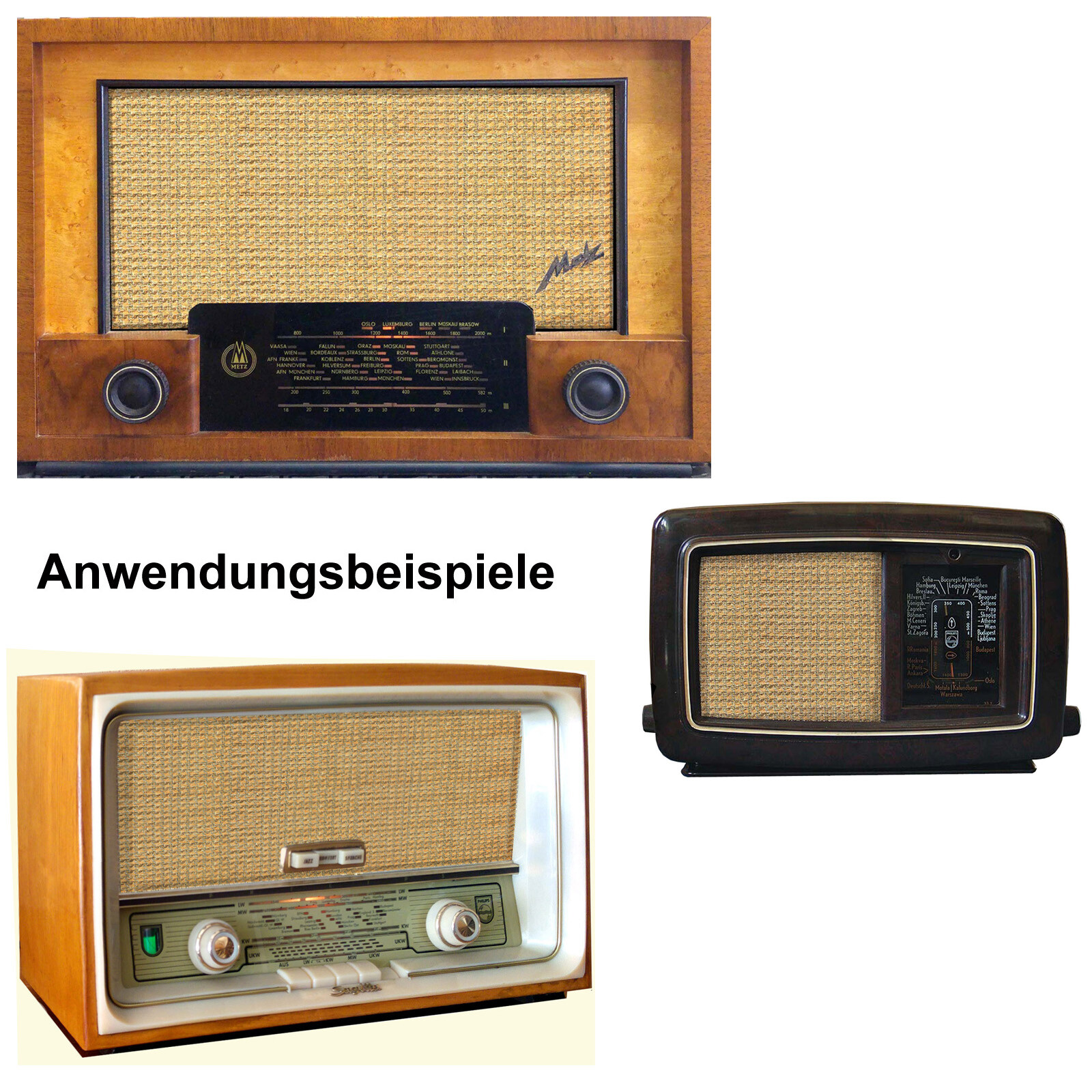 Röhrenradio Schallwandstoff gelblich-braun kleines Muster z.B. für Metz, Philips