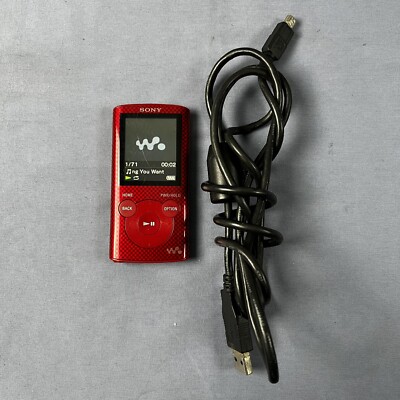 Sony Walkman NWZ-E374 Digital MP3 Media Player Red Tested Works Great!