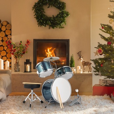 3/5 Pcs Professional Drum Set w/Stool For Child Kids Household DIY - Starter Kit