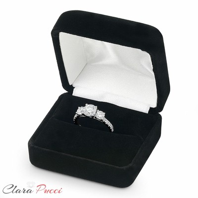 Pre-owned Pucci 2.10 Ct Three Stone With Accent Ring Engagement Wedding Band 14k White Gold In D