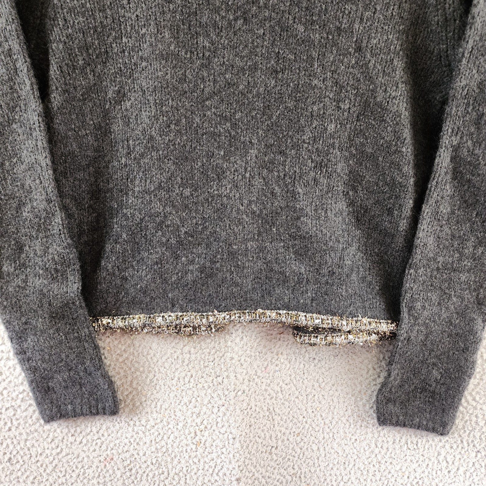 Rag & Bone Davies Wool Blend Cardigan Women's S Charcoal Contrast Trim L/S - Picture 13 of 14