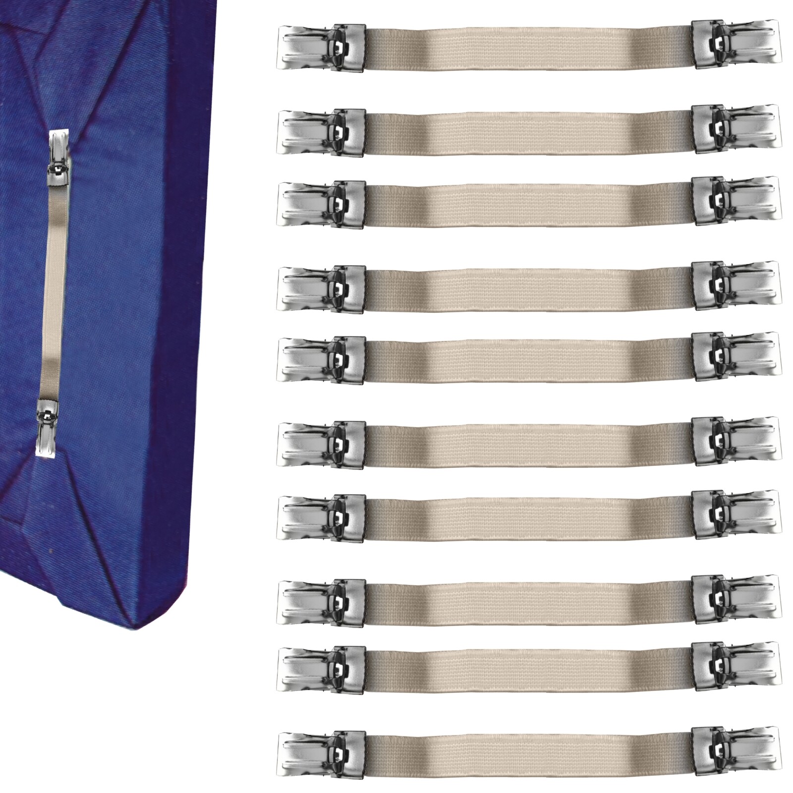 Betttuchspanner Bügelbrettspanner Lakenspanner 20-45 cm mit 2 Metallclips 2 Stk