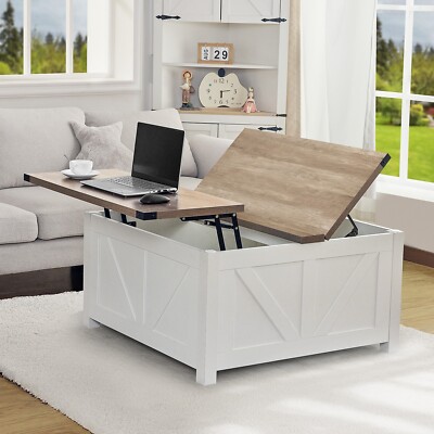 Redlife Lift Top Coffee Table w/Hidden Storage&Charging Station for Living Room