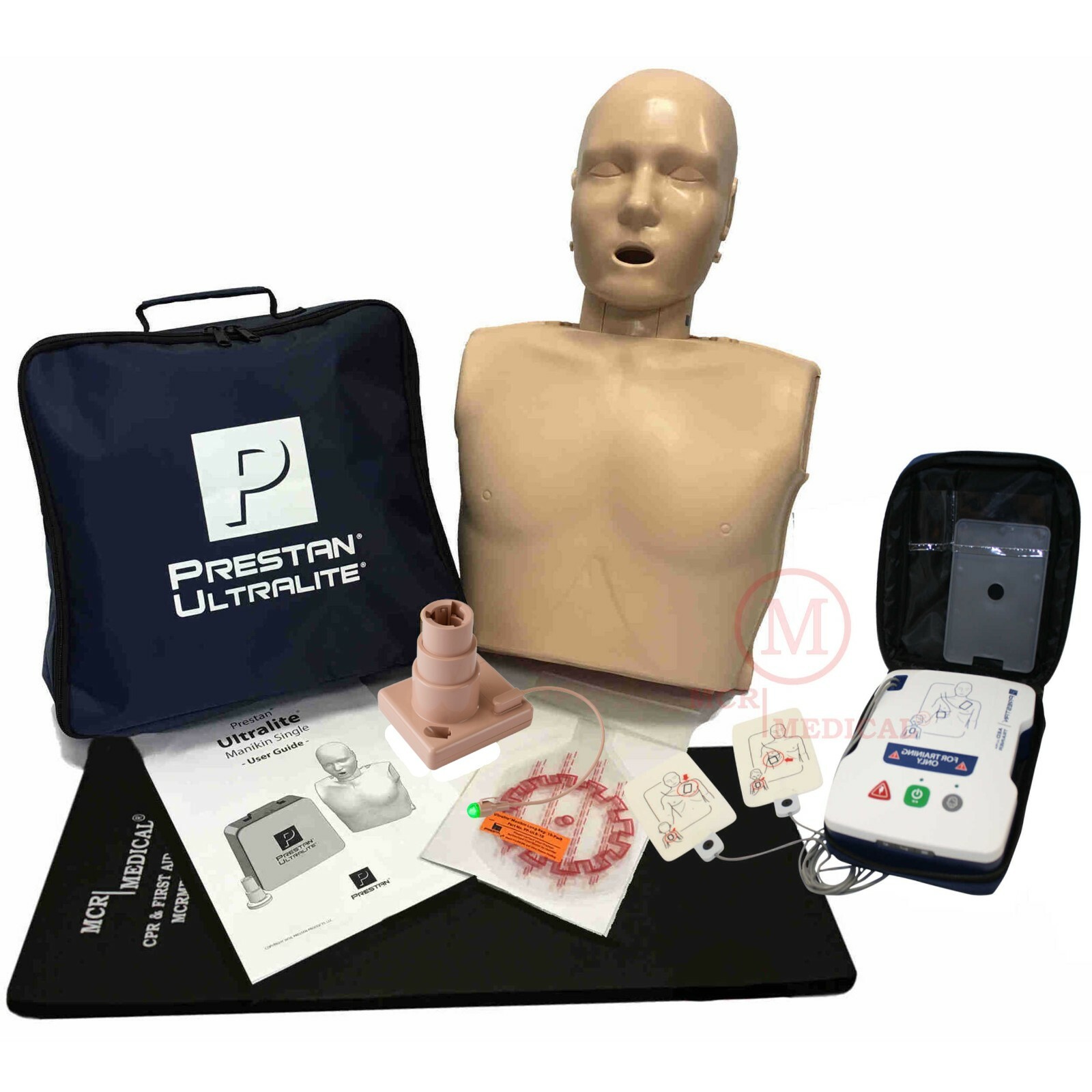 CPR Training Kit w/ Prestan Ultralite Manikin w/ feedback, and AED