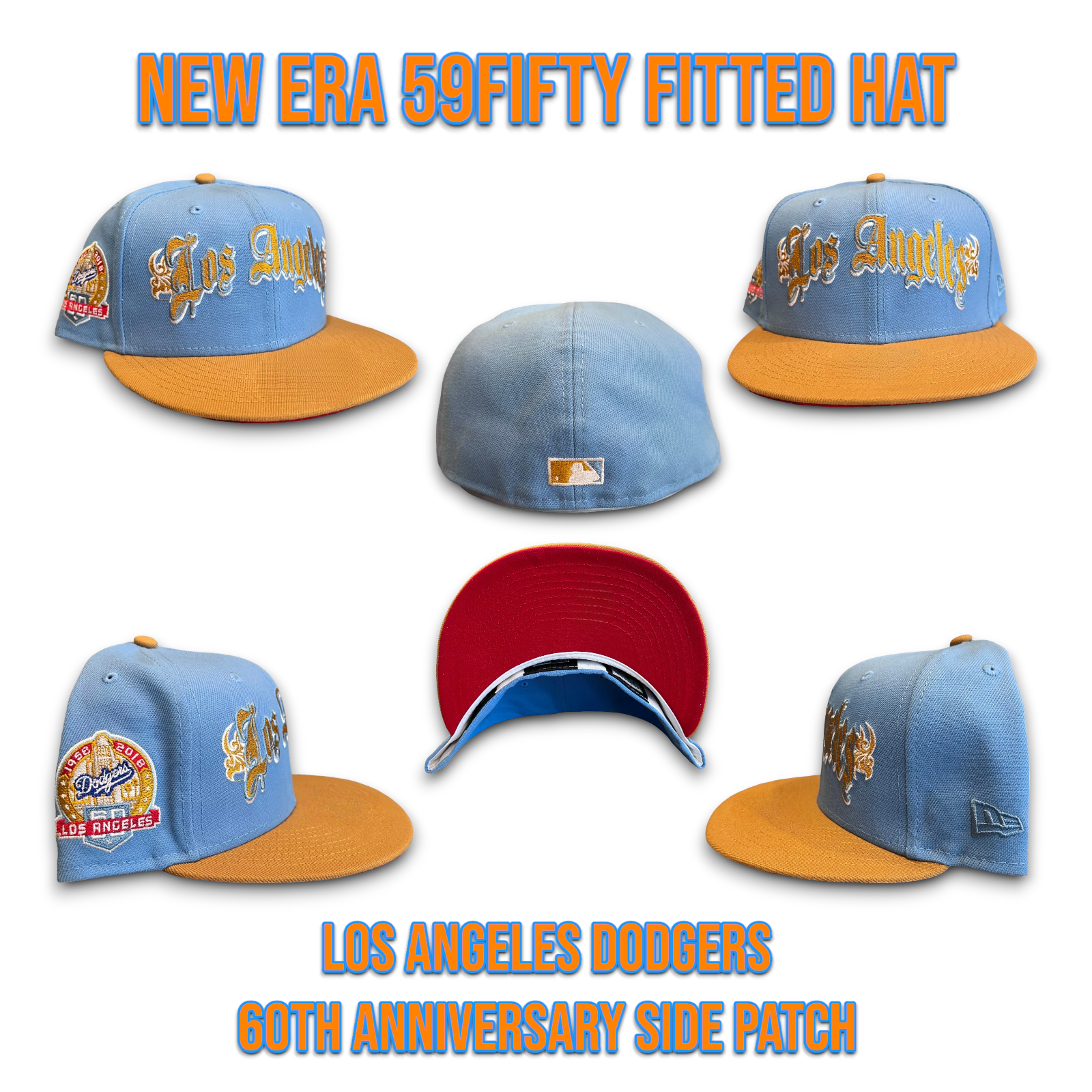 New Era Los Angeles Dodgers 59FIFTY Hat Cap Baby Blue 60th
