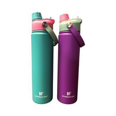 Бутылка Hydraflow Hybrid с двойной крышкой из нержавеющей стали, 25 унций, 2 упаковки (бирюзовый/ фиолетовый)