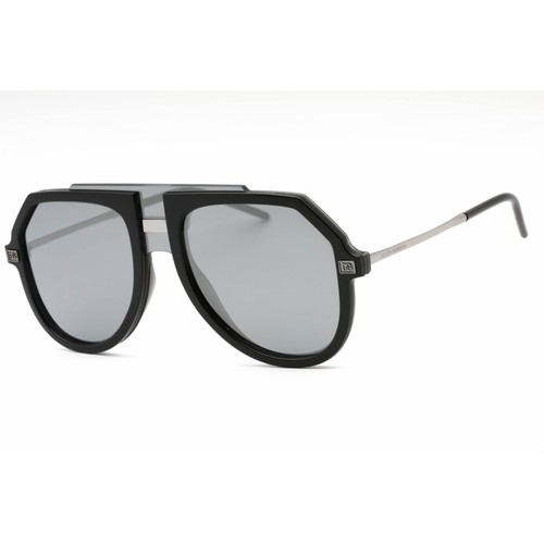 Pre-owned Dolce & Gabbana Men's Sunglasses Black Plastic Aviator Full Rim 0dg6195 501/6g In Gray
