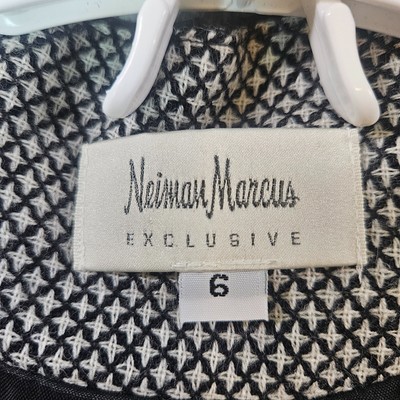 Neiman Marcus Open Front Blazer Women Size 6  Tweed Crop 100% Wool USA