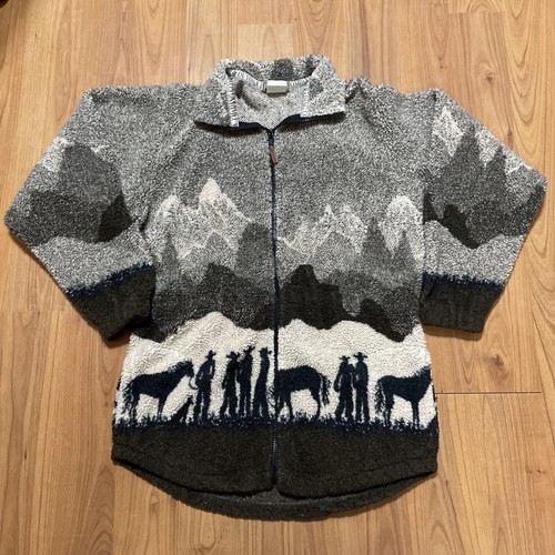 Womens Medium Gray Western Horse Cowboy Mountains