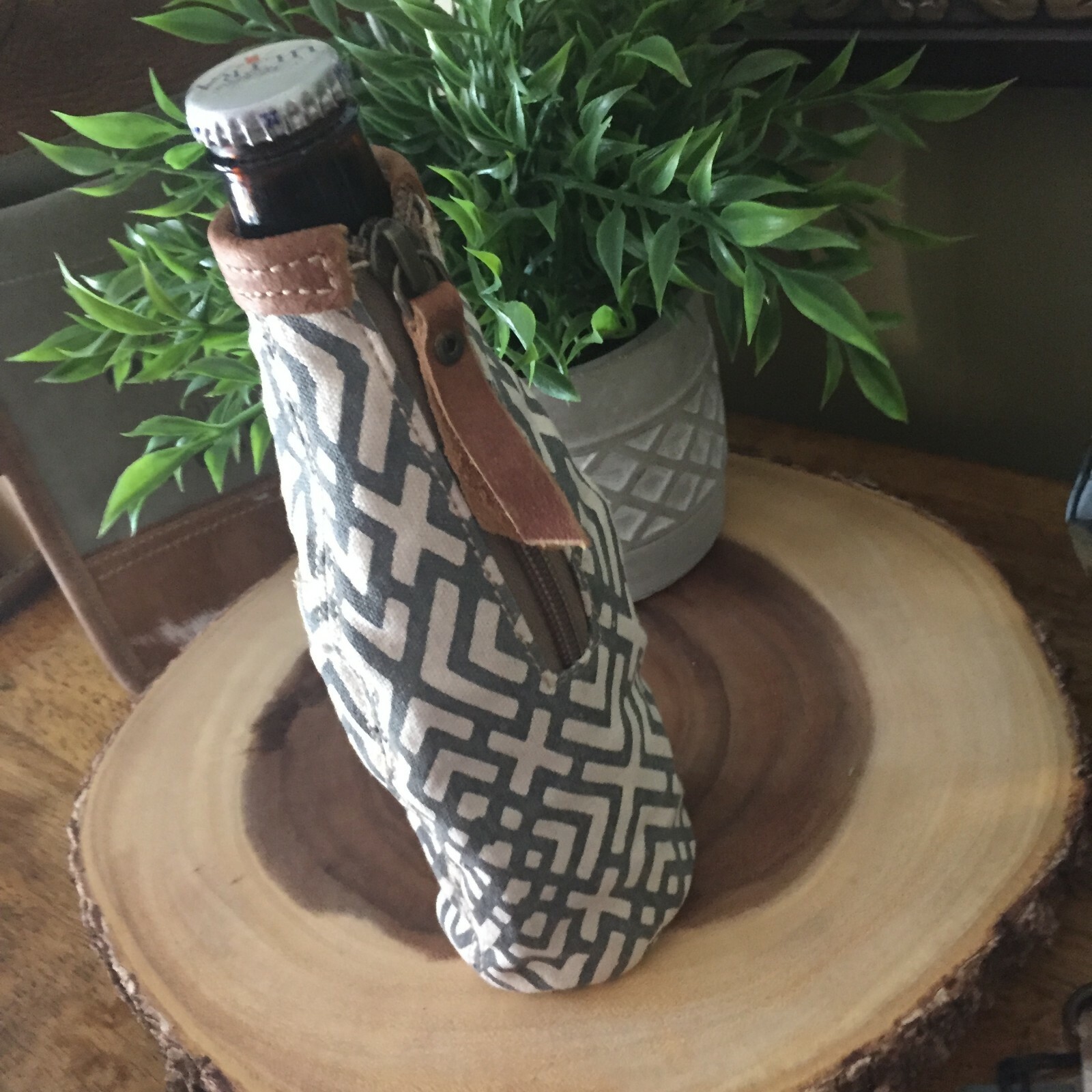 Beer Koozie Bottle Holder Canvas New with tags BOHO Gift Trendy Booze