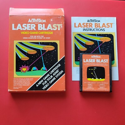 Laser Blast Atari 2600 7800 Vintage Activision Game Manual Box Cleaned Works