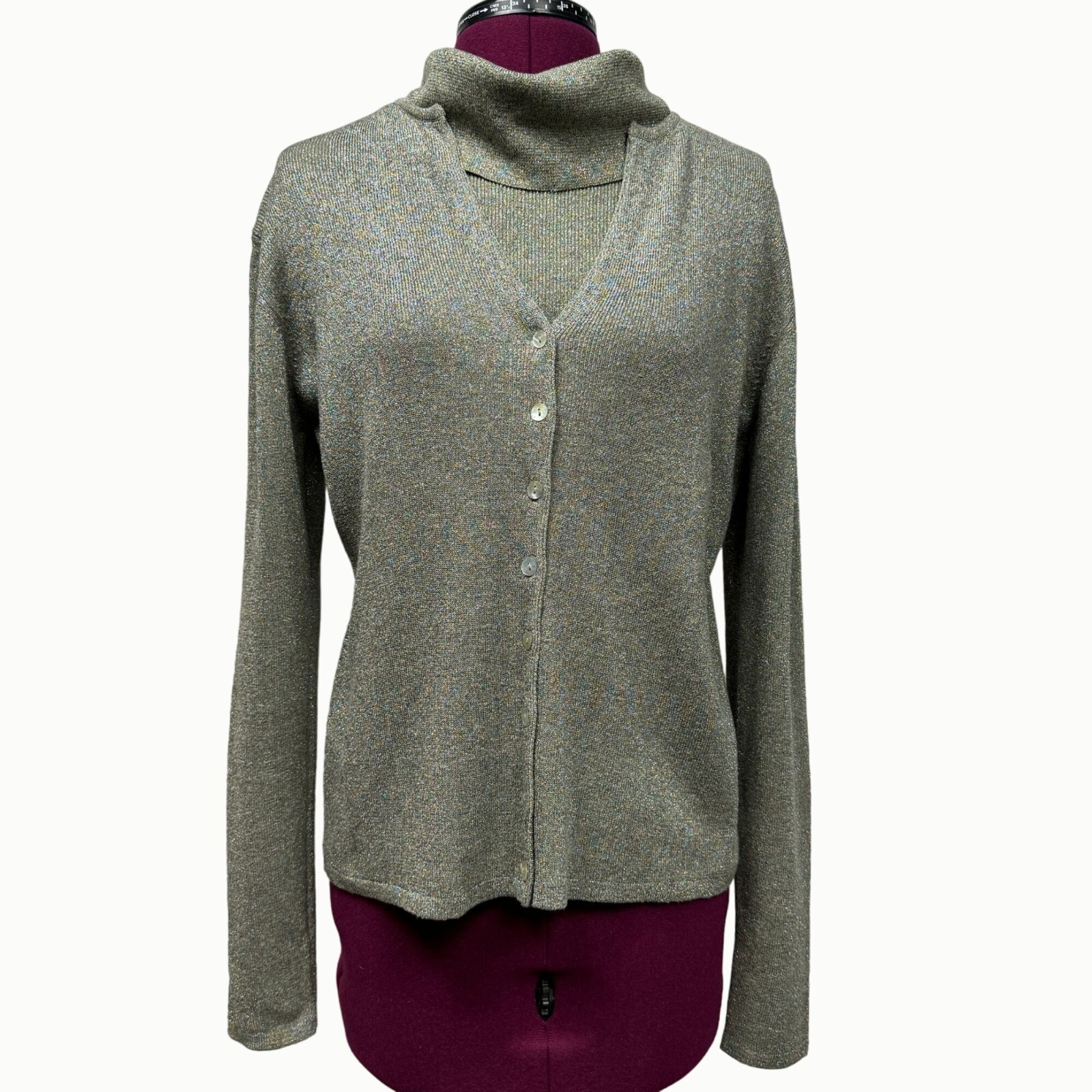 Joseph A. Silk Metallic Blend 2 Piece Sweater Set Cardigan