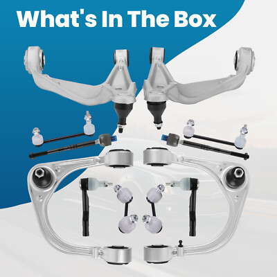 12x Front Upper Lower Control Arms Sway Bar Tie Rods For 08-14 Cadillac CTS 3.6L