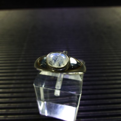 Ring Gr. 56, Silber 925 mit einem Regenbogen Mondstein Cabochon aus Indien