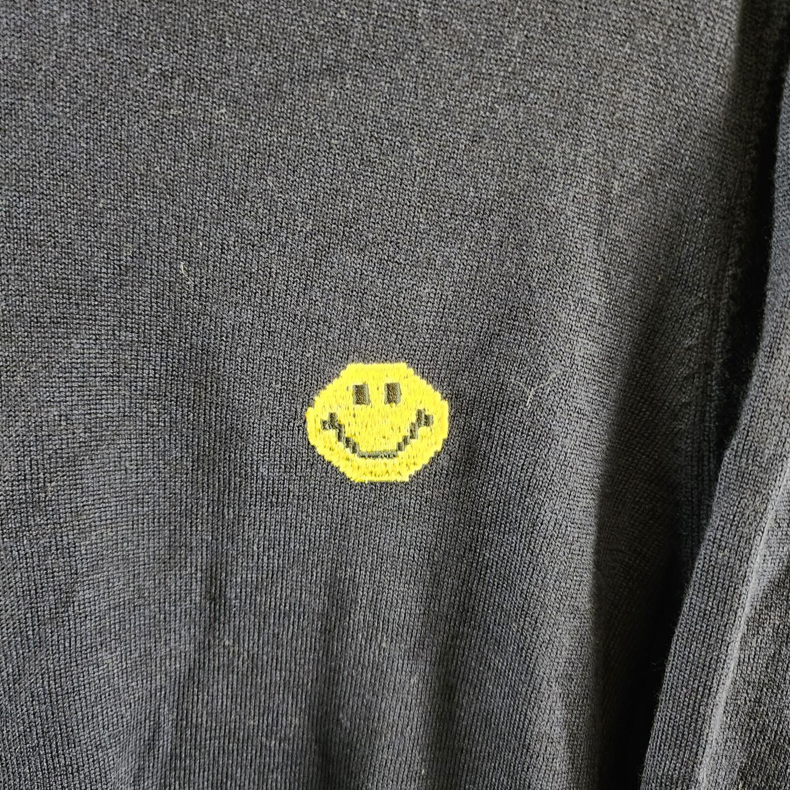 Joshua Sanders Pixel Wool Crewneck Sweater Men's L Navy Ribbed Pullover L/S - Picture 5 of 15