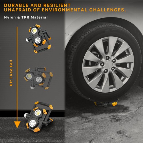 Waterproof Rechargeable Work Lights 360° Rotating Stand COB Flood Camp Light