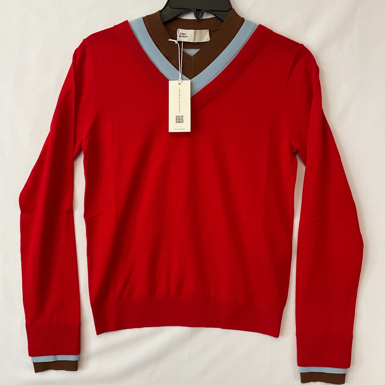Tory Burch ネイビー レッド 長袖ニット Tory Birch Sweater Red Womens Size XS Triple Layer