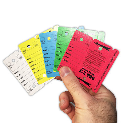 CarBowz Round Corner Dealer Key Tags Self Laminating Yellow 