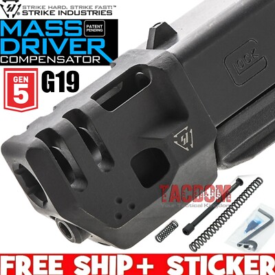 Strike Industrie Mass Driver Compensator for Glok Gen 5 Model 19 G19 Comp Black