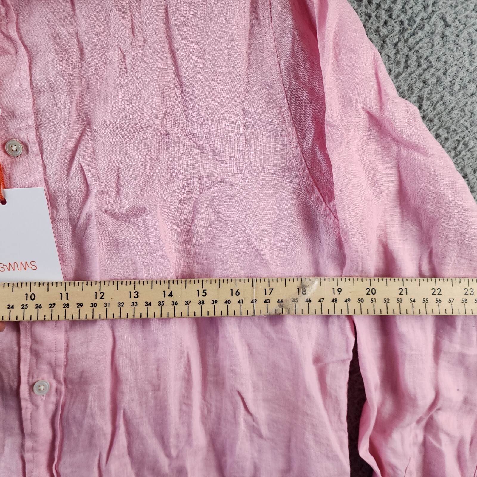 Swims Amalfi Linen Button Up Shirt Men's L Blush Pink Solid Collared Long Sleeve - Picture 5 of 15
