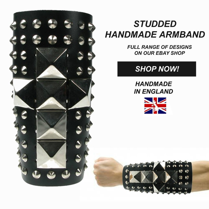 Gothic Handmade in England Studded Adjustable Strap 100/% Genuine Leather