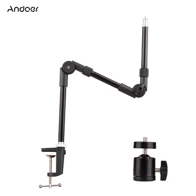 Andoer Flexible Foldable Desk Mount Stand Metal Bracket with 1/4 Inch Screw A4F5