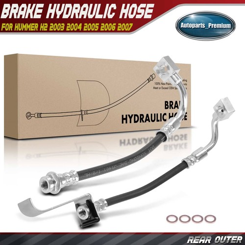 2x Rear Left & Right Driver Outer Brake Hydraulic Hose for Hummer H2 2003-2007