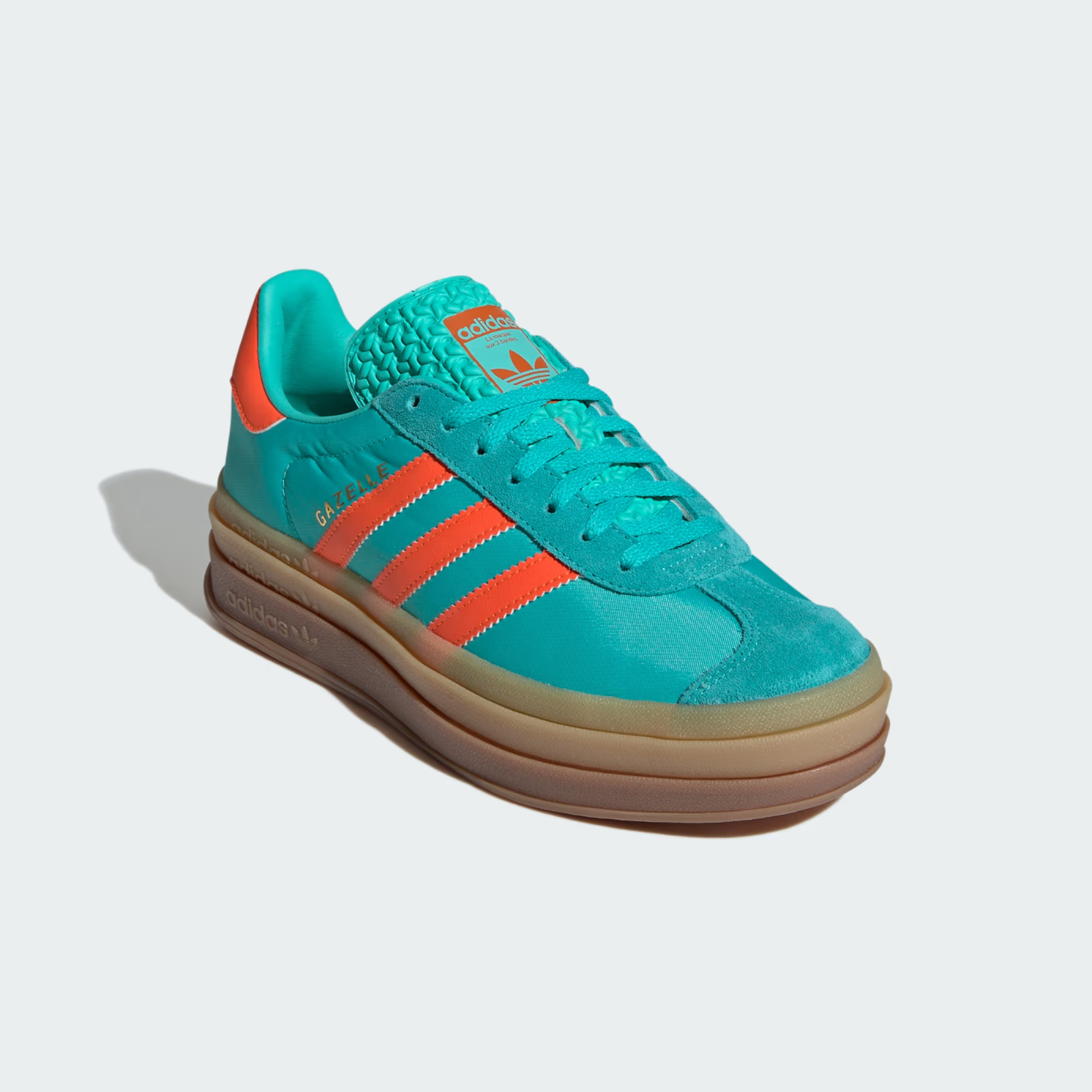 Pre-owned Adidas Originals Adidas Women's Originals Gazelle Bold Platform Shoes In Mint And Orange