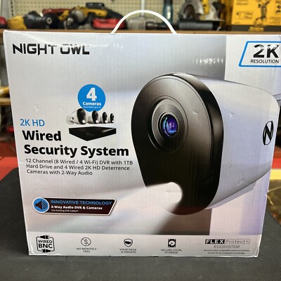 Night Owl - 12 Channel 4 Camera Wired 2K 1TB DVR Security System