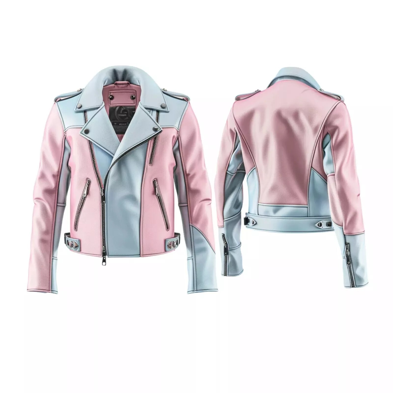 Genuine Handmade Women's Pink Leather Motorcycle Jacket