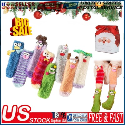S, Warm Cozy Fluffy Cartoon Monster Socks