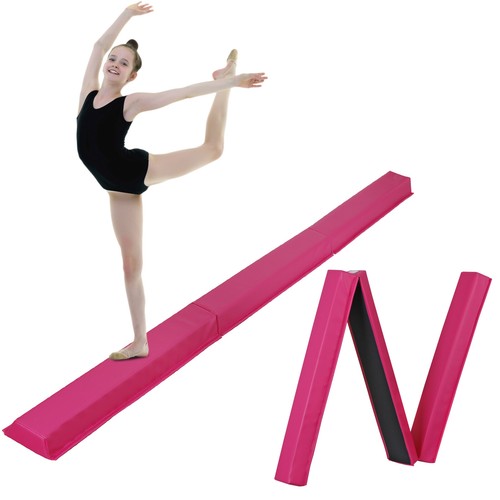 9ft Pink Extra Firm Vinyl Balance Beam Folding Gymnastics Beam Tumbling Home